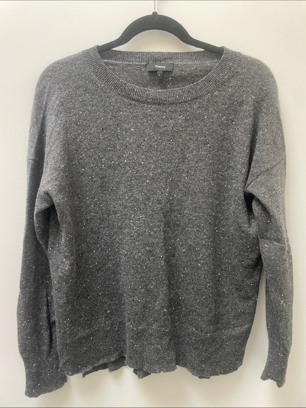 Theory Donegal Speckled 100% Cashmere Crewneck Sweater Size Large